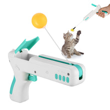 Load image into Gallery viewer, Blue Interactive Cat Toy Gun Cat Stick Toy with Ball & Feather