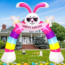 Load image into Gallery viewer, Easter Inflatable Outdoor, CAMULAND 10FT Bunny Inflatable Arch Decoration with Banner and LED Lights, Easter Inflatables Archway Décor, Great for Home, Yard, Lawn