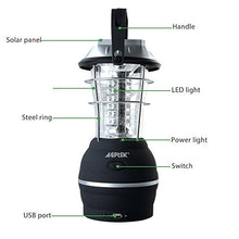 Load image into Gallery viewer, Solar Lantern, AGPtek 5 Mode Hand Crank Dynamo 36 LED Rechargeable Camping Lantern Emergency Light, Ultra Bright LED Lantern - Car Charge - Camping gear for Hiking Emergencies Hurricane Outages