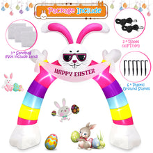 Load image into Gallery viewer, Easter Inflatable Outdoor, CAMULAND 10FT Bunny Inflatable Arch Decoration with Banner and LED Lights, Easter Inflatables Archway Décor, Great for Home, Yard, Lawn