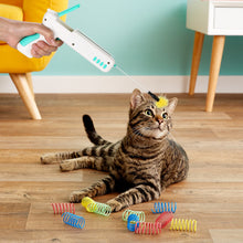 Load image into Gallery viewer, Blue Interactive Cat Toy Gun Cat Stick Toy with Ball & Feather