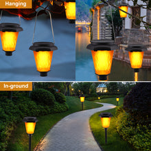 Load image into Gallery viewer, Flickering Flame Solar Lights, IMAGE 4 Pcs Solar Torch Light with Flickering Flame, Solar Powered Lights with Waterproof Function, Torch Solar Lights Outdoor with Ground Spike for Yard, Patio and Lawn