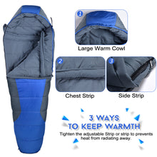 Load image into Gallery viewer, Ultra Warm Cold Weather 23F Mummy Sleeping Bag ¨C Windproof, Waterproof, Super Comfortable Bag with Compression Sack for Camping, Traveling, Survival and Outdoor Activities