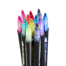 Load image into Gallery viewer, AGPtEK 12 Colors Double Line Outline Pens Metallic Self-Outline Pen Markers for Greeting Cards Craft Projects Scrapbooks