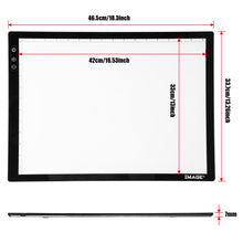 Load image into Gallery viewer, A3 Light Pad, IMAGE A3 LED Tracing Pad Ultra-Thin Drawing Pad Adjustable Brightness, USB Powered with Physical Buttons, A3 LED Light Pad for Diamond Painting, Sketching, Animation, Stenciling and X-ray Viewing
