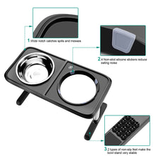 Load image into Gallery viewer, Ownpets Elevated Dog Bowls, Raised Food and Water Bowls with Adjustable Stand, No Spill Stainless Steel Pet Bowls with 4 Heights for Small, Medium & Large Dogs