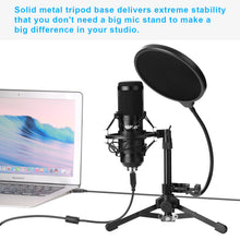 Load image into Gallery viewer, USB Microphone Kit Condenser Studio Podcast+ Scissor Arm Stand+Shock Mount+ Pop Filter+Metal Tripod