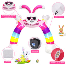Load image into Gallery viewer, Easter Inflatable Outdoor, CAMULAND 10FT Bunny Inflatable Arch Decoration with Banner and LED Lights, Easter Inflatables Archway Décor, Great for Home, Yard, Lawn