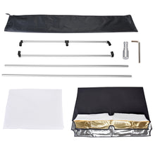 Load image into Gallery viewer, Nicam 35inchx47inch/ 90x120 CM 5-in-1Photo Studio Reversible Gold/Silver & Black/White and Translucent Fabric Panel Light Reflector with Mounting Bracket and Carrying Bag