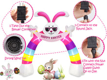 Load image into Gallery viewer, Easter Inflatable Outdoor, CAMULAND 10FT Bunny Inflatable Arch Decoration with Banner and LED Lights, Easter Inflatables Archway Décor, Great for Home, Yard, Lawn