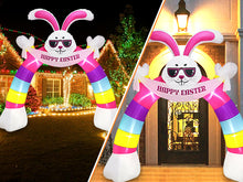 Load image into Gallery viewer, Easter Inflatable Outdoor, CAMULAND 10FT Bunny Inflatable Arch Decoration with Banner and LED Lights, Easter Inflatables Archway Décor, Great for Home, Yard, Lawn