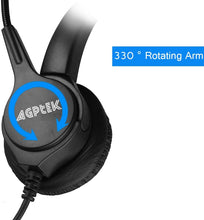 Load image into Gallery viewer, AGPtEK Call Center Hands-Free Noise Cancelling Corded Monaural Headset with Mic Mircrophone