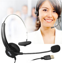 Load image into Gallery viewer, AGPtEK Call Center Hands-Free Noise Cancelling Corded Monaural Headset with Mic Mircrophone