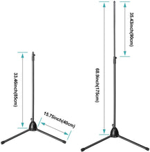Load image into Gallery viewer, AGPtEK Condenser Microphone Stand with Non-Slip Feet, Adjustable Height & Foldable Design, 33.46-68.9 inches