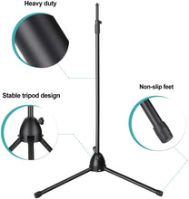 Load image into Gallery viewer, AGPtEK Condenser Microphone Stand with Non-Slip Feet, Adjustable Height & Foldable Design, 33.46-68.9 inches