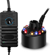 Load image into Gallery viewer, FITNATE Mist Maker Fogger ,12 LED Color Changing Fog Atomizer Air Humidifier, With Adjustable Fog Controller, For Water Fountain, Pond ,Fish Tank, Rockery, Halloween and Other Holidays