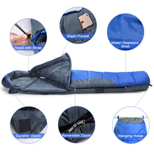 Load image into Gallery viewer, Ultra Warm Cold Weather 23F Mummy Sleeping Bag ¨C Windproof, Waterproof, Super Comfortable Bag with Compression Sack for Camping, Traveling, Survival and Outdoor Activities