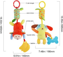 Load image into Gallery viewer, Livinganic  Toys for 0 3 6 9 to 12 Months, Soft Hanging Crinkle Squeaky Sensory Learning Toy Infant Newborn Stroller Car Seat Crib Travel Activity Plush Animal Wind Chime with Teether for Boys Girls
