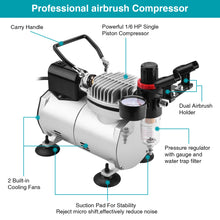 Load image into Gallery viewer, Airbrush Compressor Kit with 6FT Air Hose and Airbrush Holder