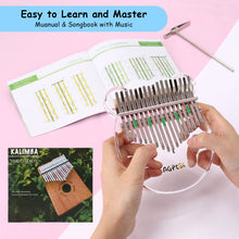 Load image into Gallery viewer, Kalimba 17 Keys Thumb Piano Transparent Acrylic Tuning Hammer Musical Instrument