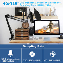 Load image into Gallery viewer, USB Microphone Kit Condenser Studio Podcast+ Scissor Arm Stand+Shock Mount+ Pop Filter+Metal Tripod