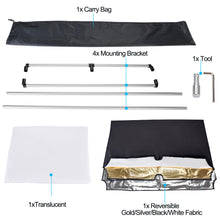 Load image into Gallery viewer, Nicam 35inchx47inch/ 90x120 CM 5-in-1Photo Studio Reversible Gold/Silver & Black/White and Translucent Fabric Panel Light Reflector with Mounting Bracket and Carrying Bag