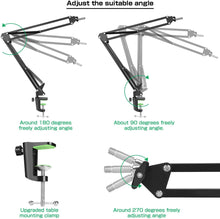 Load image into Gallery viewer, AGPtEK Microphone Arm Stand with Mic Boom Arm Stand, Metal Screw Adapter, Mic Pop Filter, Cable Ties and Microphone Holder