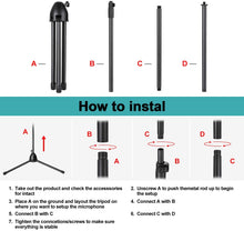 Load image into Gallery viewer, AGPtEK Condenser Microphone Stand with Non-Slip Feet, Adjustable Height & Foldable Design, 33.46-68.9 inches