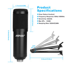 Load image into Gallery viewer, USB Microphone Kit Condenser Studio Podcast+ Scissor Arm Stand+Shock Mount+ Pop Filter+Metal Tripod