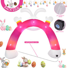 Load image into Gallery viewer, Easter Inflatable Outdoor, CAMULAND 10FT Bunny Inflatable Arch Decoration with Banner and LED Lights, Easter Inflatables Archway Décor, Great for Home, Yard, Lawn