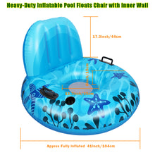 Load image into Gallery viewer, Inflatable Lounger Pool Float with a Rubber Handle and a Drink Holder, Soft, Durable and Portable Inflatable Pool Float Chair with Mesh Fabric for Adults and Kids (Blue)