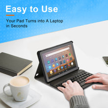 Load image into Gallery viewer, Keyboard Case, AGPtEK Kindle Fire Keyboard Case with Wireless Keyboard Cover Shell and Auto Wake/Sleep Function, Fits All-New Kindle Fire HD 8 Tablet and Fire HD 8 Plus Tablet (10th Generation, 2020 Release)