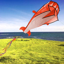 Load image into Gallery viewer, IMAGE 3D Kite Orange Dolphin with Huge Frameless Soft Parafoil for Kids