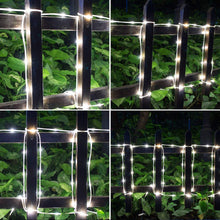 Load image into Gallery viewer, Solar Rope Lights 23m/75.5FT 200LED,8 model 2400mah high capacity battery lights for indoor/outdoor decorations Christmas Lighting for outdoor Garden, Patio, Party, Waterproof white