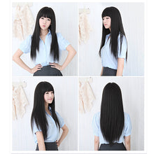 Load image into Gallery viewer, New style black Fashion Long straight women's Girl full Hair Wig cosplay