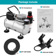 Load image into Gallery viewer, Airbrush Compressor Kit with 6FT Air Hose and Airbrush Holder