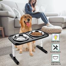 Load image into Gallery viewer, Ownpets Elevated Dog Bowls, Raised Food and Water Bowls with Adjustable Stand, No Spill Stainless Steel Pet Bowls with 4 Heights for Small, Medium & Large Dogs