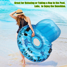 Load image into Gallery viewer, Inflatable Lounger Pool Float with a Rubber Handle and a Drink Holder, Soft, Durable and Portable Inflatable Pool Float Chair with Mesh Fabric for Adults and Kids (Blue)
