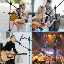 Load image into Gallery viewer, Mic Stand, IMAGE Microphone Stand with Mic Clip Holder, Collapsible and Adjustable Height Heavy Metal Base for PC, Tablet or Cellphone