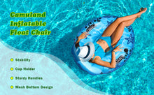 Load image into Gallery viewer, Inflatable Lounger Pool Float with a Rubber Handle and a Drink Holder, Soft, Durable and Portable Inflatable Pool Float Chair with Mesh Fabric for Adults and Kids (Blue)