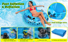 Load image into Gallery viewer, Inflatable Lounger Pool Float with a Rubber Handle and a Drink Holder, Soft, Durable and Portable Inflatable Pool Float Chair with Mesh Fabric for Adults and Kids (Blue)