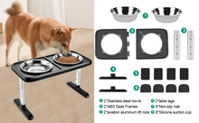 Load image into Gallery viewer, Ownpets Elevated Dog Bowls, Raised Food and Water Bowls with Adjustable Stand, No Spill Stainless Steel Pet Bowls with 4 Heights for Small, Medium & Large Dogs