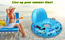 Load image into Gallery viewer, Inflatable Lounger Pool Float with a Rubber Handle and a Drink Holder, Soft, Durable and Portable Inflatable Pool Float Chair with Mesh Fabric for Adults and Kids (Blue)