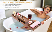 Load image into Gallery viewer, Expandable Bamboo Bathtub Caddy Bath Tub Organizer Tray
