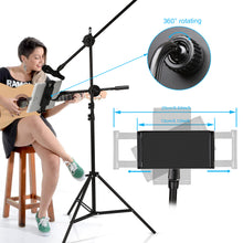 Load image into Gallery viewer, Mic Stand, IMAGE Microphone Stand with Mic Clip Holder, Collapsible and Adjustable Height Heavy Metal Base for PC, Tablet or Cellphone