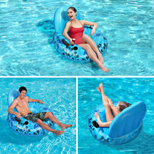 Load image into Gallery viewer, Inflatable Lounger Pool Float with a Rubber Handle and a Drink Holder, Soft, Durable and Portable Inflatable Pool Float Chair with Mesh Fabric for Adults and Kids (Blue)