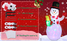 Load image into Gallery viewer, 5FT Snowman Inflatable Outdoor Decoration Rotating LED Lights Blow Up Christmas
