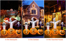 Load image into Gallery viewer, 5.9FT Halloween Inflatable Decorations, CAMULAND Halloween Inflatable Built-in LED Pumpkin Lights Blow Up Yard Decoration with Mummy, White Ghost and Death, Ideal for Garden, Yards and Lawns