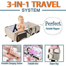 Load image into Gallery viewer, Foldable 3 In 1 Baby Diaper Tote Bag Baby Bed Changing Station Travel Carrycot