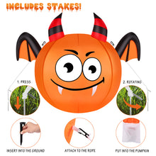 Load image into Gallery viewer, CAMAULAN 4FT Halloween Pumpkin Outdoor Decoration with a Bat